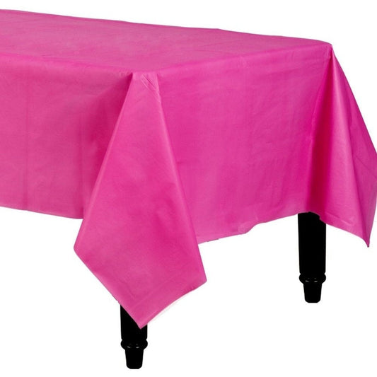 Bright Pink ReCountangular Plastic Table Cover, 54" X 108"