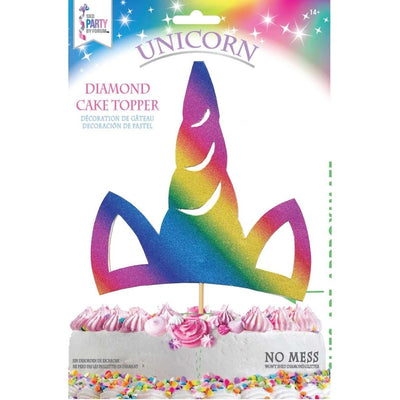 Cake Topper - Diamond Unicorn Horn Rainbow