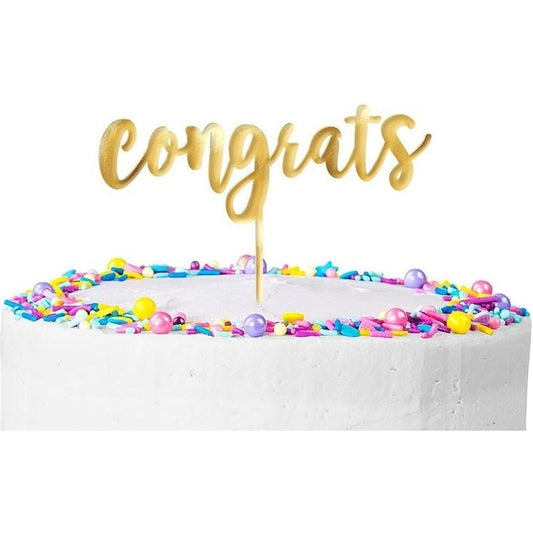 Gold Congrats Mirror Cake Topper