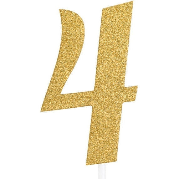 Gold Glitter #4 Cake Topper