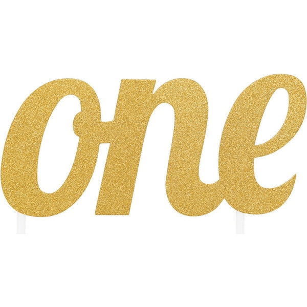 Gold " One" Birthday Cake Topper