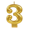 Numeral #3 Metallic Candle - Gold