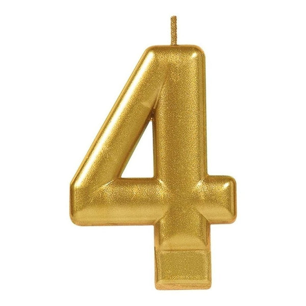 Numeral #4 Metallic Candle - Gold