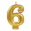 Numeral #6 Metallic Candle - Gold