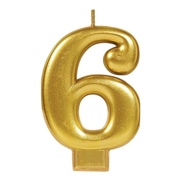 Numeral #6 Metallic Candle - Gold