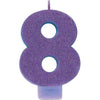 Numeral #8 Glitter Candle - Purple