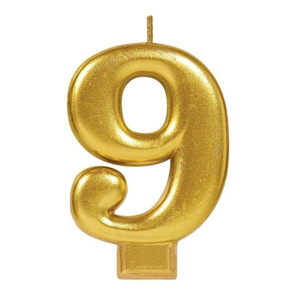 Numeral #9 Metallic Candle - Gold