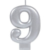 Numeral Metallic Candle #9 - Silver