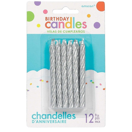 Large Spiral Candles - Silver