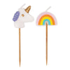 Unicorn & Rainbow Pick Candles - Assorted, 6 Count