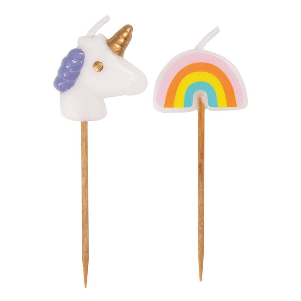 Unicorn & Rainbow Pick Candles - Assorted, 6 Count