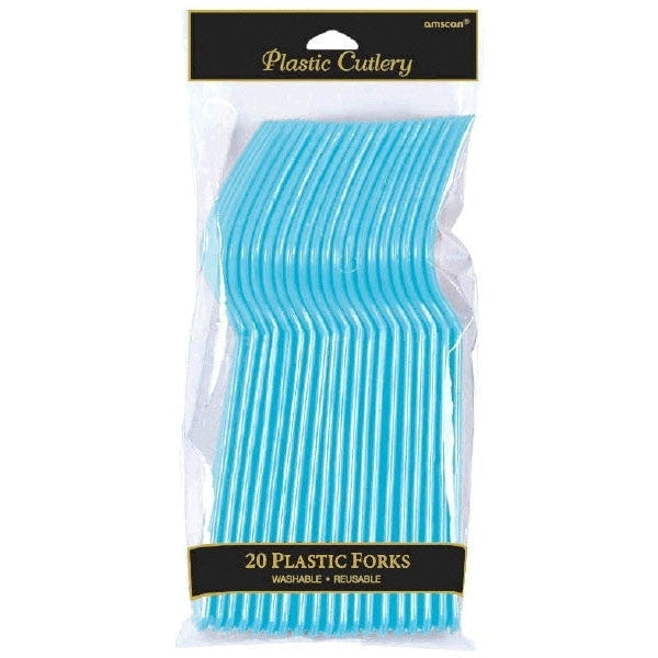 Caribbean Blue Plastic Forks