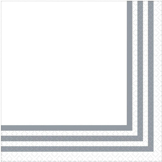 Classic Stripe Silver Beverage Napkins