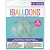 Clear Latex Balloons With Multi-Colored Confetti 12", 6 Count