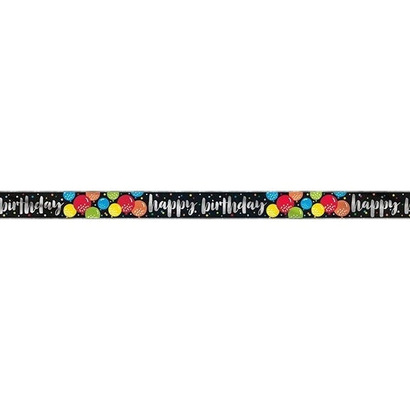Colorful Balloons Happy Birthday Banner, 12Ft