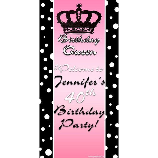 Customizable Deluxe Door Banner - Birthday Queen