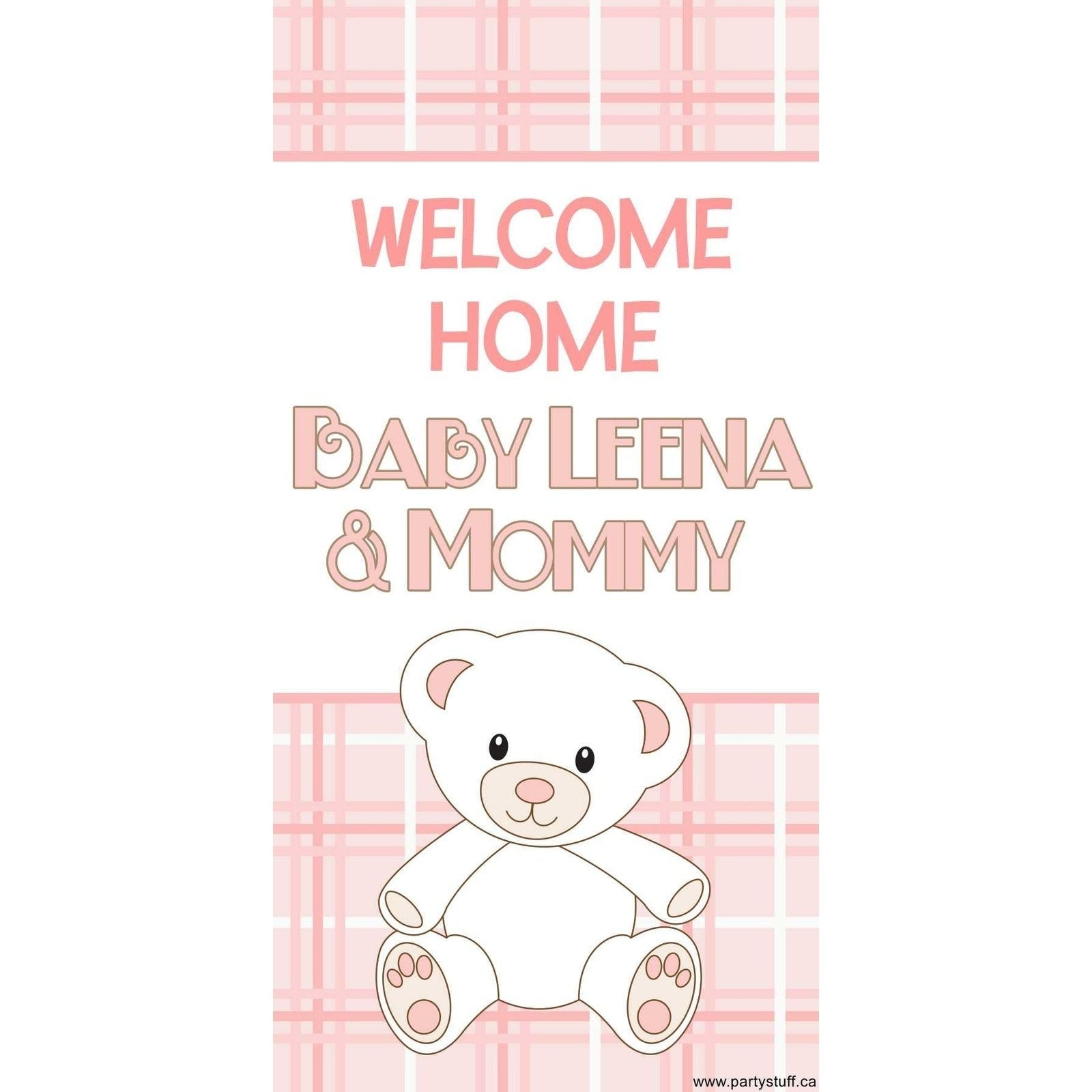 Customizable Deluxe Door Banner - Welcome Home Baby Pink