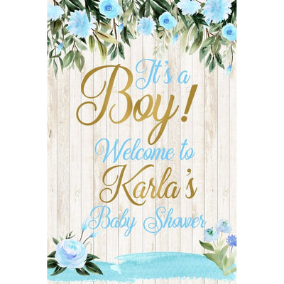 Customizable Yard Sign / Lawn Sign Welcome Baby Shower Shiplap Blue