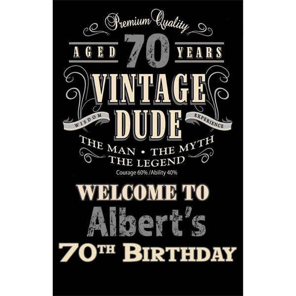 Customizable Yard Sign / Lawn Sign Welcome Birthday Vintage Dude 70