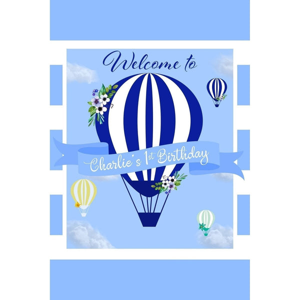 Customizable Yard Sign / Lawn Sign Welcome Birthday Hot Air Balloon Blue