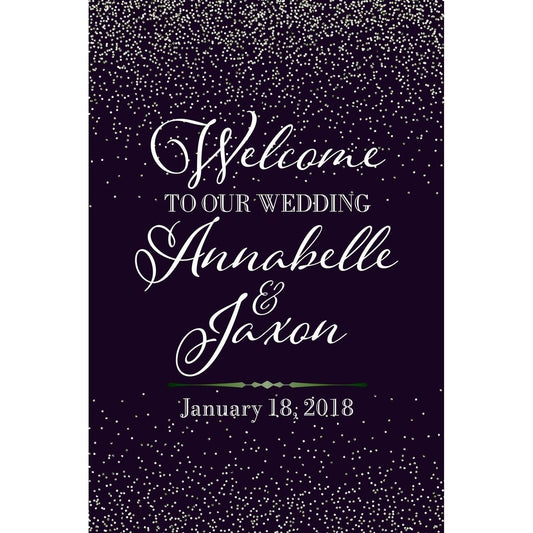 Customizable Yard Sign / Lawn Sign Welcome Wedding White Confetti On Purple