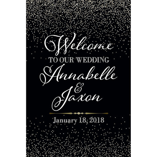 Customizable Yard Sign / Lawn Sign Welcome Wedding White Confetti On Blue