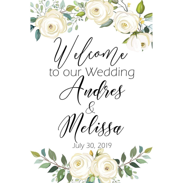 Customizable Yard Sign / Lawn Sign Welcome Wedding Floral Ivory
