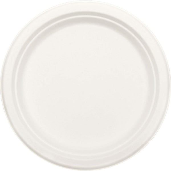 Eco Friendly Natural Sugar Cane White Round Plates, 8 3/4"