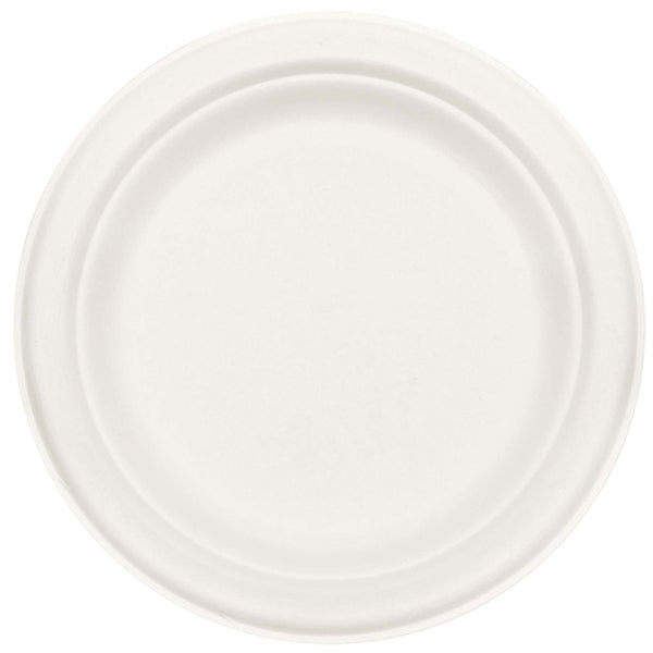 Eco Friendly Natural Sugar Cane White Round Plates, 6 3/4"