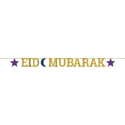 Eid Mubarak Glitter Ribbon Letter Banner