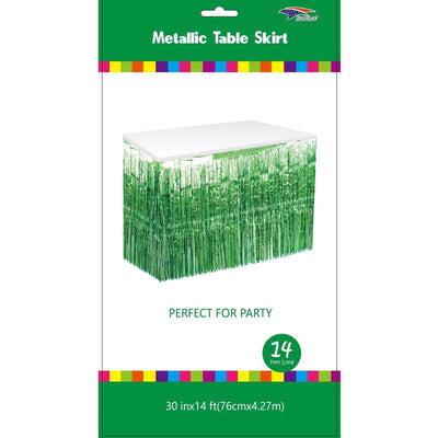 Emerald Green Metallic Fringed Table Skirt