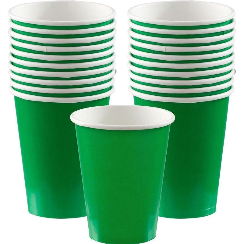 Festive Green Paper Cups, 9Oz.