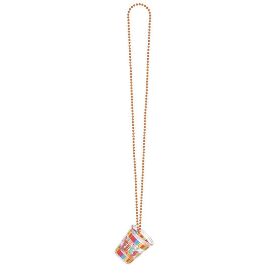 Fiesta Bead Chain Necklace W/Plastic Shot Glass