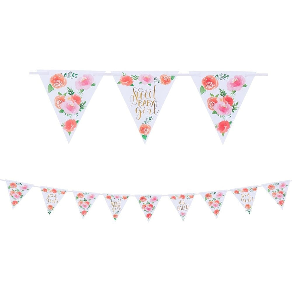 Floral Baby Pennant Banner
