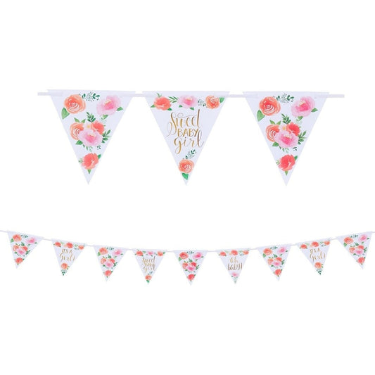 Floral Baby Pennant Banner