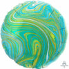 Foil Balloon - 18" Round Marblez Blue Green