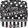 Foil Balloon - Black/White Birthday