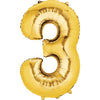 Foil Balloon - Jumbo Gold Number 3