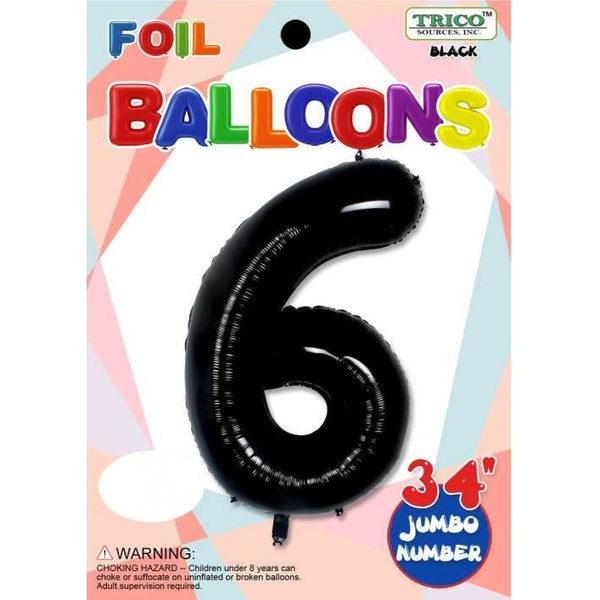 Foil Balloon - Jumbo Number 34" Black 6