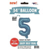 Foil Balloon - Jumbo Number Light Blue 5