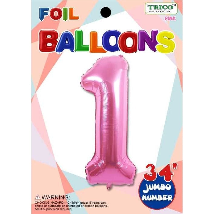 Foil Balloon - Jumbo Number 34" Pink 1