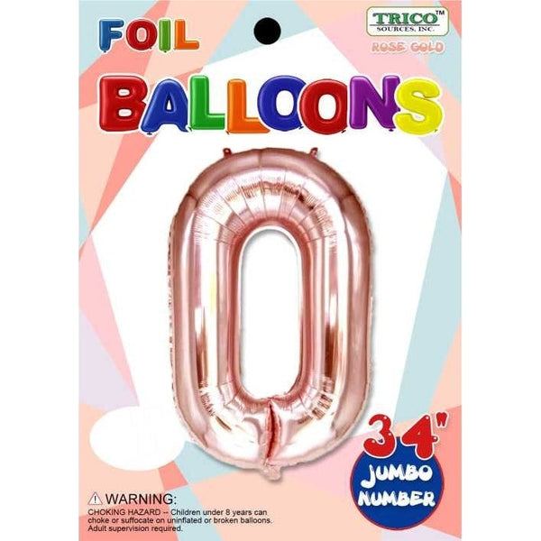 Foil Balloon - Jumbo Number 34" Rose Gold 0