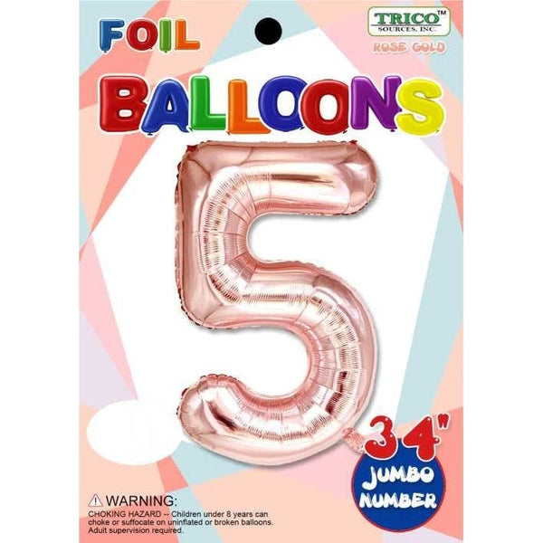 Foil Balloon - Jumbo Number 34" Rose Gold 5