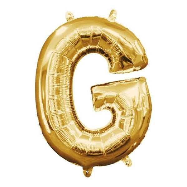 Foil Balloon - Mini Letter Gold G 16 Inch Air-Filled Only