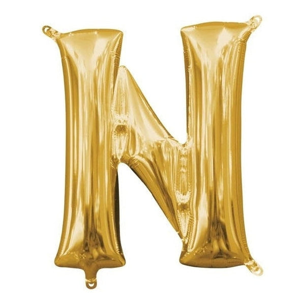 Foil Balloon - Mini Letter Gold N 16 Inch Air-Filled Only
