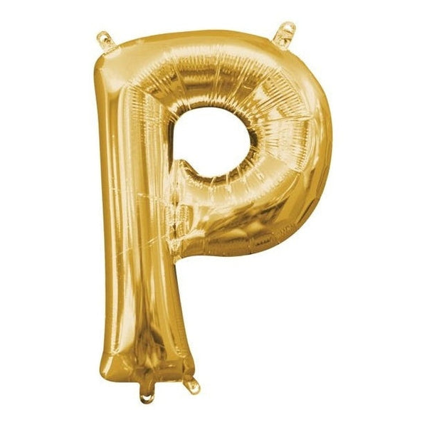 Foil Balloon - Mini Letter Gold P 16 Inch Air-Filled Only