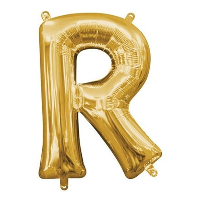 Foil Balloon - Mini Letter Gold R 16 Inch Air-Filled Only