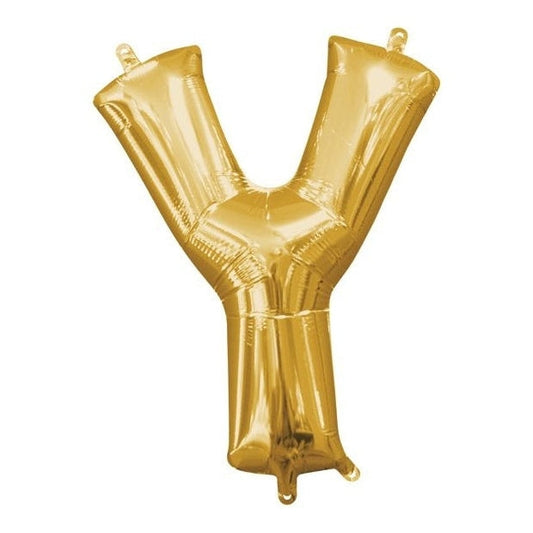 Foil Balloon - Mini Letter Gold Y 16 Inch Air-Filled Only