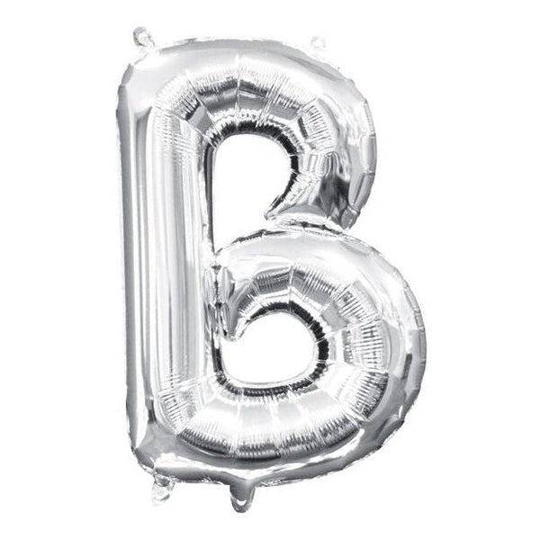Foil Balloon - Mini Letter Silver B 16 Inch Air-Filled Only