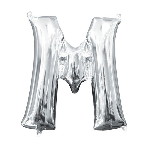 Foil Balloon - Mini Letter Silver M 16 Inch Air-Filled Only